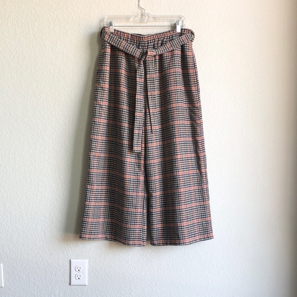 NWT Apricot Heritage Warm Check Culottes Wide Leg Ankle Pants